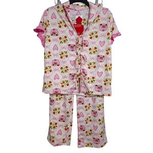 Strawberry Shortcake Pajamas Set Valentine's Day Top Pants Size S NWT
